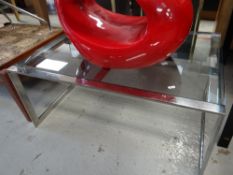 A Merrow Associates contemporary glass and chrome-type Long John coffee table Condition reports