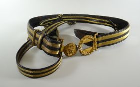 Great War WWI or earlier British Royal Navy officer's dress sword belt, marked J J Raynor & Sons, 24