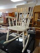 A painted white believed pine rocking chair Condition reports provided on request by email for