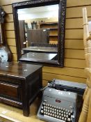 A mid-century-retro Royal typewriter, and a vintage wall mirror Condition reports provided on