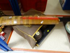 A Gray-Nicolls cricket bat and a cased set of four wooden bowls Condition reports provided on
