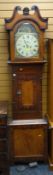 Mahogany veneered longcase clock with painted dial face marked W Whaley, Hartlepool Condition