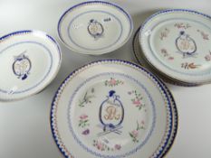 A nineteenth century continental porcelain part dinner service comprising six plates and two