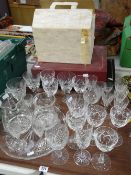 A quantity of cut glass drinking glasses including boxed set of Edinburgh Crystal, another boxed set