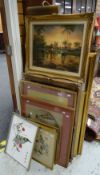 Large parcel of gilt frames, framed pictures and prints Condition reports provided on request by