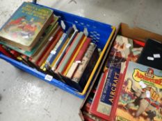 Two crates of vintage 1950s and other children's annuals together with multiple volumes of The
