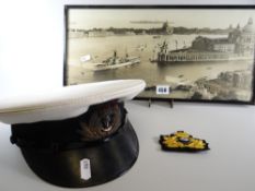 A vintage Royal Navy cap ETC British Royal Navy Officer's, Lieutenant Commander's, white peaked