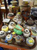 Tray of Oriental decorated china including mainly vases ETC Condition reports provided on request by