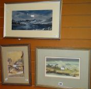 LEYTON FORBES watercolour - street scene with figures, signed, 22 x 15cms together with NORMA