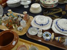 Three trays of assorted Oriental and British porcelain and pottery to include bottle vases, jars,