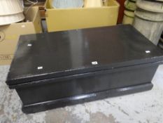 A good vintage painted pine trunk with carry handles Condition reports provided on request by