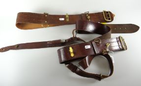 Two early / first half twentieth century period Sam Browne belts, one with cross belt with