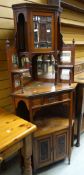 A vintage corner fancy-cabinet with glazed top, trinket shelves and carved base Condition reports