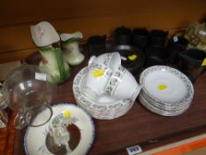 Parcel of various pottery including Portmeirion part coffee set, figurines, model cottages ETC (