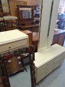 A late twentieth century matching dressing table and narrow chest together with a 1970s Syroco