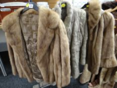 Three various coloured short mink jackets Condition reports provided on request by email for this