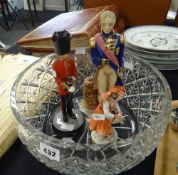 A heavy quality cut glass fruit bowl, 29cms diam together with a Coalport figurine Vice Admiral