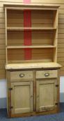 A vintage stripped pine dresser with two-drawer and two-cupboard base, 206cms high Condition reports