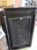 An antique heavily carved hanging wall cupboard Condition reports provided on request by email for