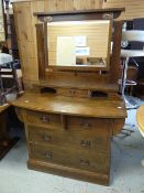 A good vintage Art Nouveau-style dressing table of two long and two short drawers and with copper