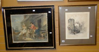 AFTER J S PROUT historic print of Newport, 36 x 30cms together with an ARTHUR L COX coloured etching