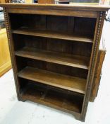 A vintage dark oak open four-shelf bookcase, 91cms wide x 115cms high Condition reports provided