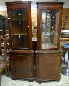 A pair of reproduction mahogany inlaid and cross-banded standing corner cabinets Condition reports