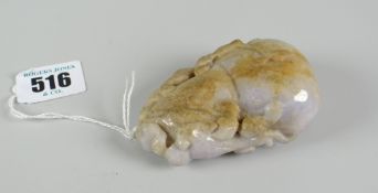 Believed Chinese jade toggle of naturalistic form with scroll-type detail Condition reports provided