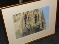 GRAHAM BROOKS pen and ink watercolour - Llandaff Cathedral, signed, 28 x 39cms Condition reports