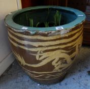 A large glazed Oriental decorated garden planter Condition reports provided on request by email
