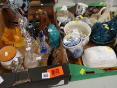 Two boxes of mixed china and glass together with a metronome, small model boat ETC Condition reports