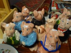 Two full sets of five Natwest piggy ornaments by Wade Pottery Condition reports provided on