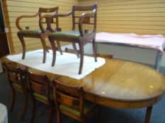Probably Bevan Funnel / Reprodux mahogany reproduction dining table of circular / oval format with