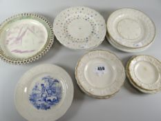 A parcel of South Wales pottery including five daisy molded pearlware plates, cockle dishes and