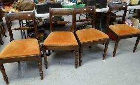 A set of four antique curve-back chairs with fluted supports and drop-in seats Condition reports