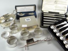 A parcel of silver and EPNS tableware including silver sauce-boat, 3.6ozs, set of four silver napkin