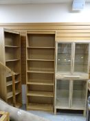 Two modern open bookcases, two modern glazed bookcases and a modern corner desk Condition reports