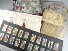 Collection of assorted cigarette cards and albums including silk flags, flora and fauna, film