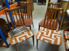 A set of four vintage G-Plan dining chairs, modern silver metal fire grate front Condition reports