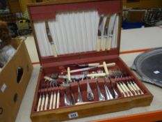 Cased wooden canteen of Sheffield cutlery Condition reports provided on request by email for this