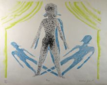 ALISTAIR GRANT limited edition (22/30) coloured print - performing figure and shadows, 47 x 59cms