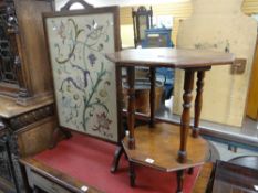 Hexagonal occasional table and vintage firescreen Condition reports provided on request by email for