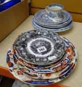 A parcel of South Wales pottery including Amherst Japan patterned plates, Acropolis transfer