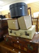 A good selection of vintage luggage, some with travel labels and including hat boxes Condition