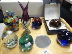 A collection of art glass including boxed Caithness paperweights (3), a cased Caithness paperweight,
