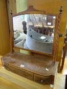 A good inlaid mahogany antique toilet mirror, the base with three drawers Condition reports provided