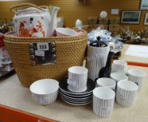Japanese tea set together with a vintage Chelsea pottery black and white coffee set Condition