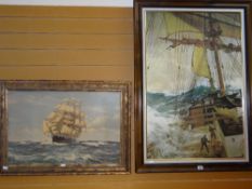 A collection of maritime prints, some signed, including AFTER THOMAS M SHUTTLEWORTH, E D WALKER,