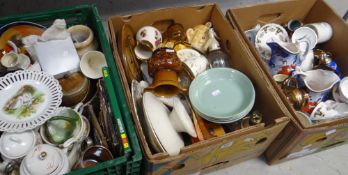 Three boxes of mixed pottery & china ETC Condition reports provided on request by email for this