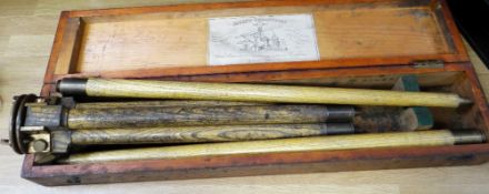 Cased tripod with label to interior 'Joseph Casartelli, Manchester' Condition reports provided on